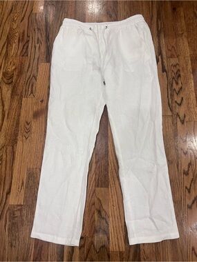 Sand Copenhagen Men’s Linen  Pants Straight Fit Drawstring White Size 36 X 31